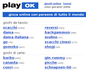 Play Ok, giochi da tavolo e di carte online.